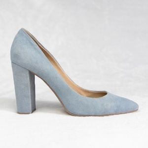 Saks Fifth Avenue Blue Suede Block Heels